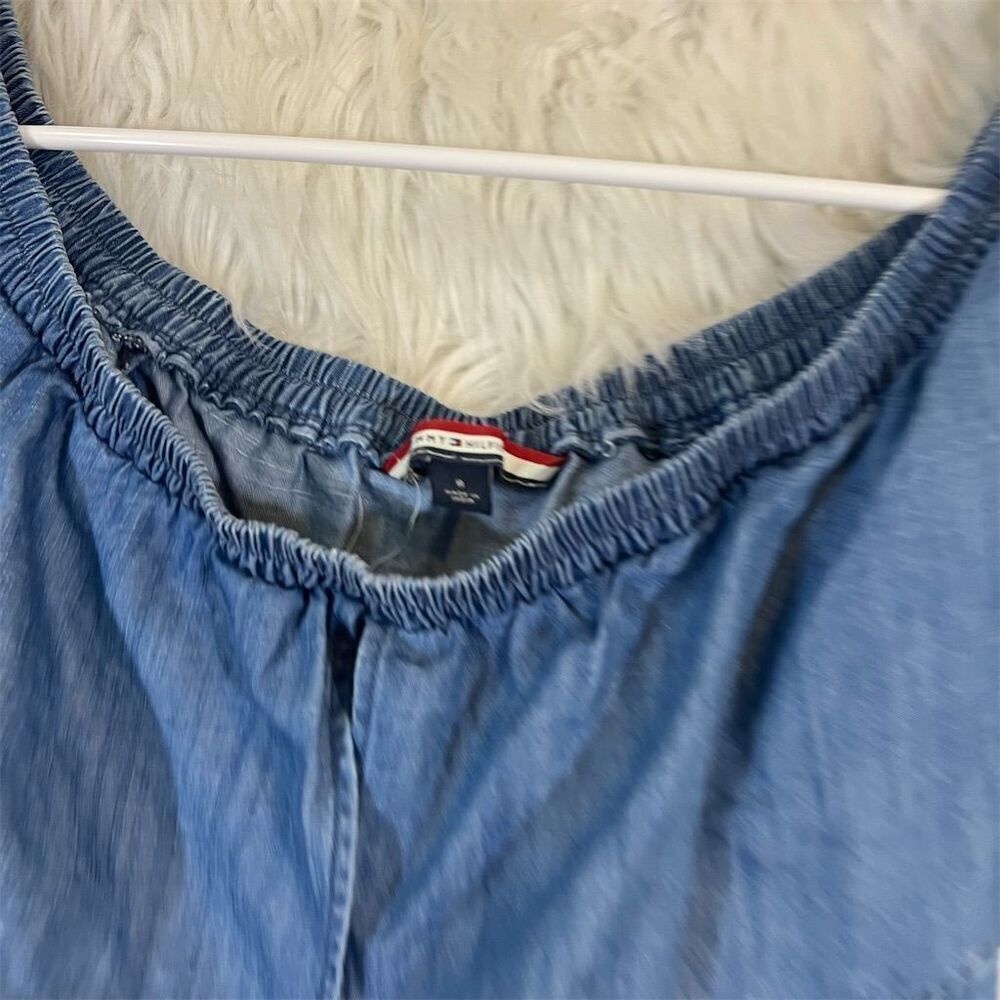 Tommy Hilfiger Women's Blue Off-The-Shoulder Denim Knee Dress - Picture 3 of 3
